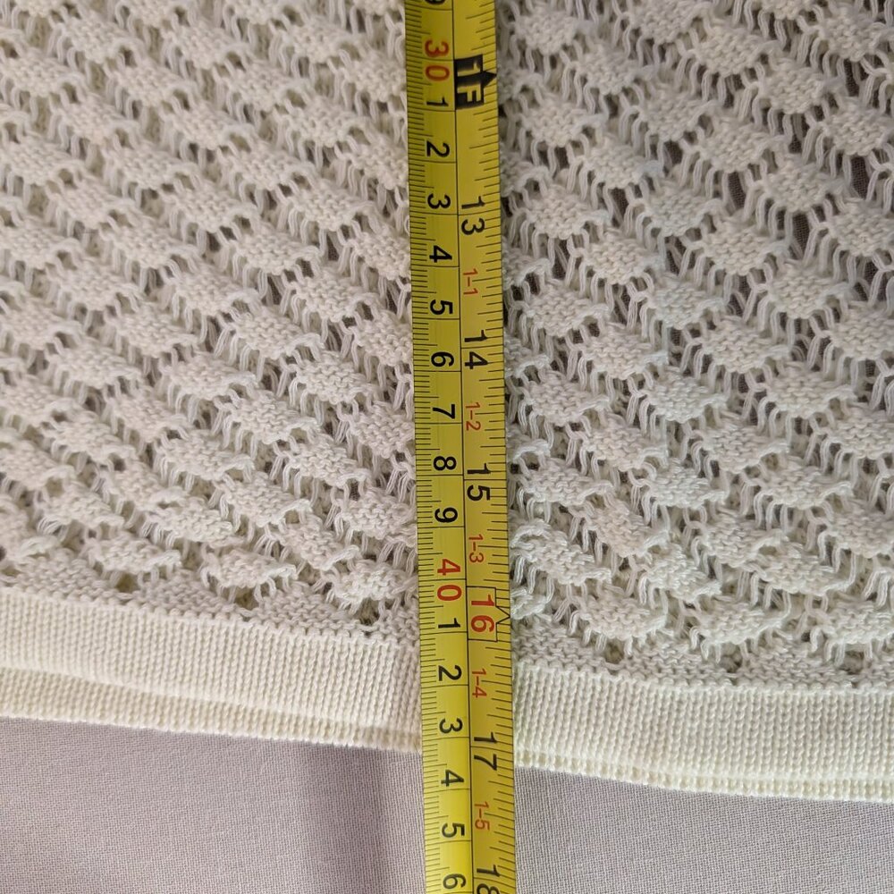 ⭐Open Knit A-Line Mini Skirt Cream Yellow Beige Size Large⭐ - Picture 3 of 7